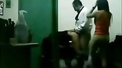 Indian boss fucking his office girls in group sex in cabin